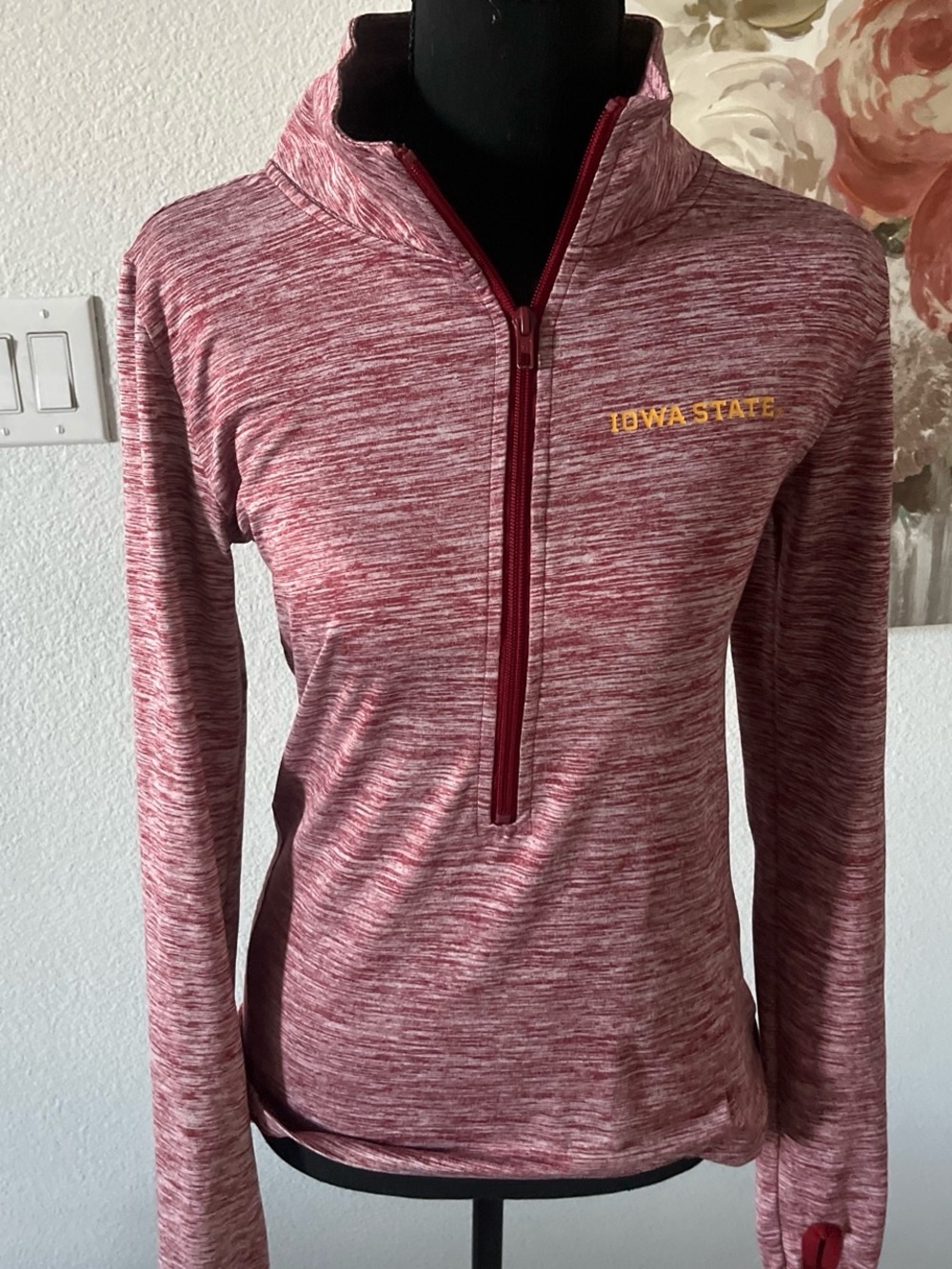 PINK Victoria's Secret Heathered Maroon Quarter-Zip Pullover